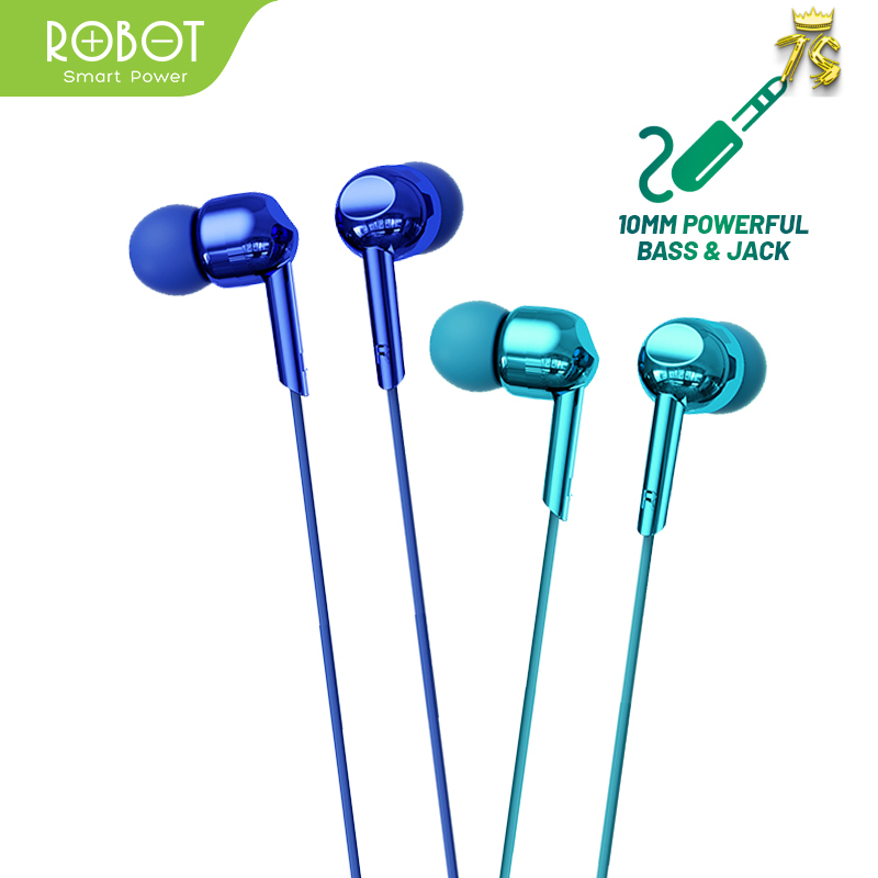 Headset Robot RE40 Headset Wired Earphone Full Electroplated Bass Original - Garansi 1 Tahun