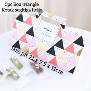 

DY PACK 5pcs BOX TRIANGLE HELLO MOZAIK KOTAK COOKIES HAMPERS BENTUK SEGITIGA