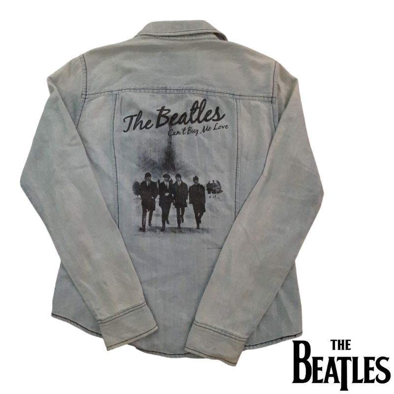 Kemeja denim official the beatles backprint second
