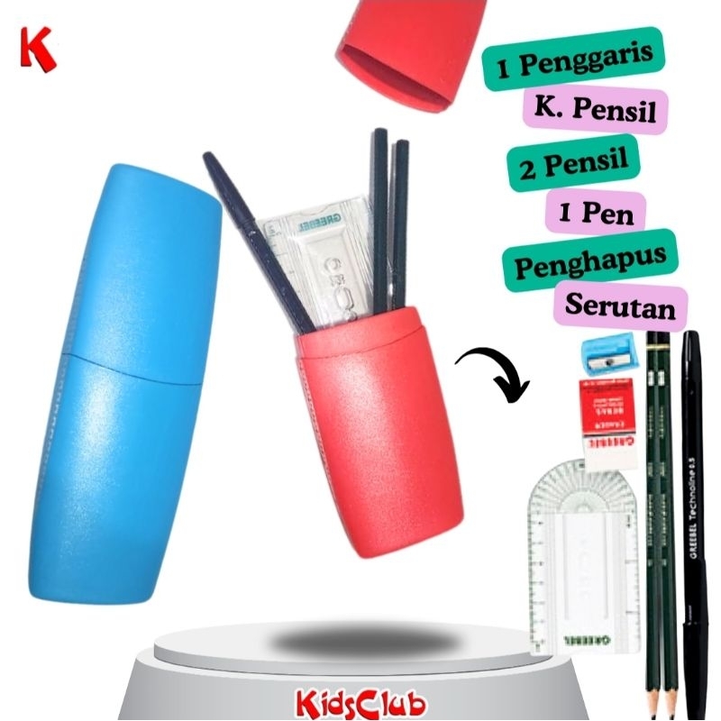 

Paket Ujian Greebel Serutan, Penghapus, 2 Pensil 2B, Pena, Kotak Pensil