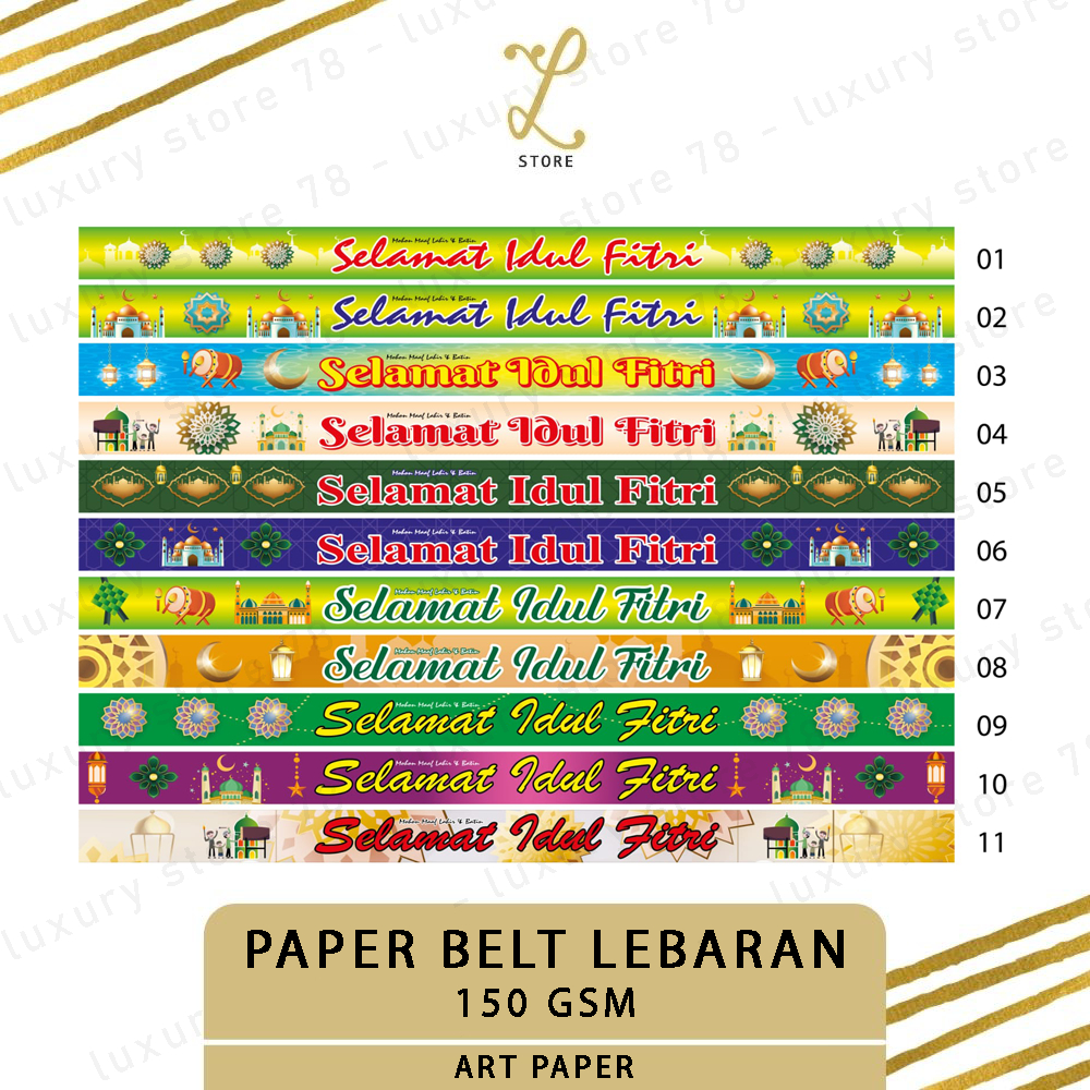 

[60X4 CM] (10 pcs) PAPER BELT LEBARAN | Sabuk Hampers Idul Fitri - Sleeve Lebaran - Sleeve Kotak Eid Mubarak