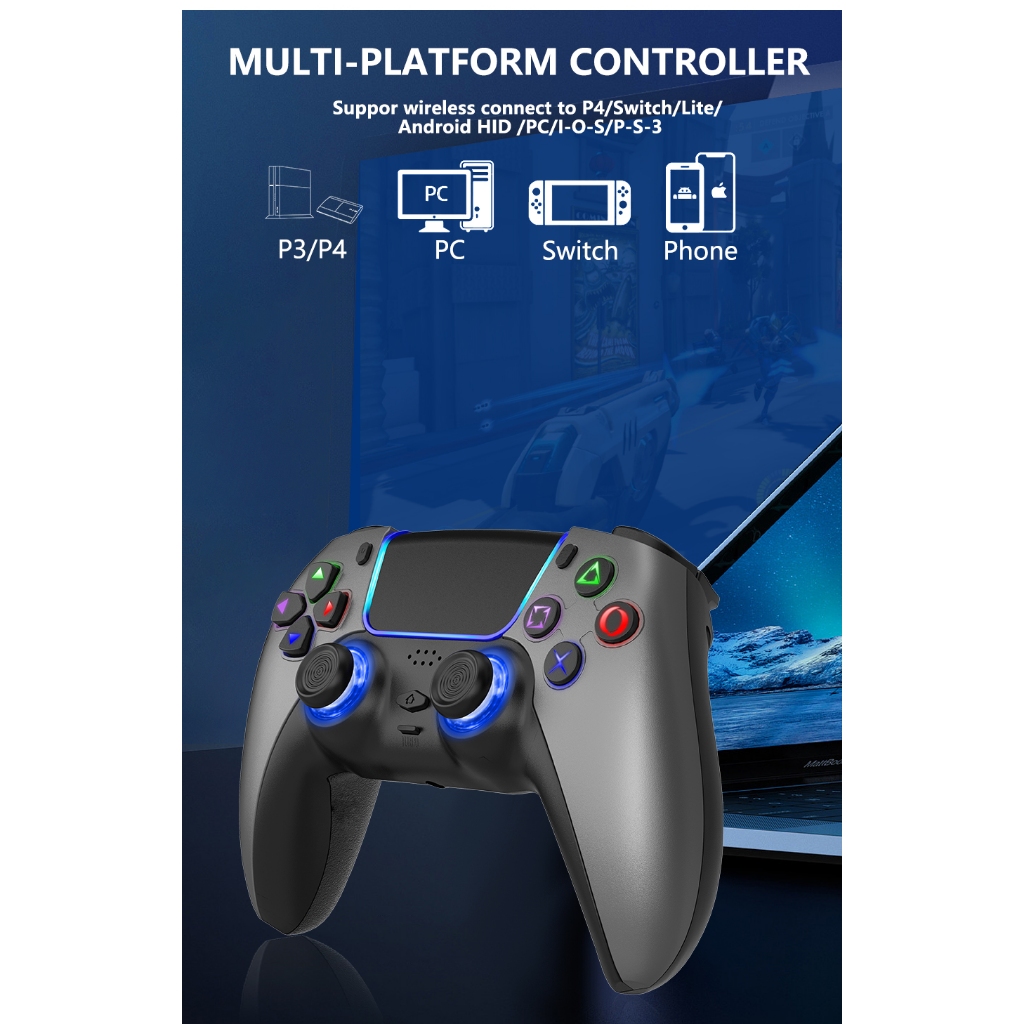 RJ2 Stick Stik Joystick Gamepad PS4 DS4 + Free kabel USB Charger PC Laptop HP Android IOS iPad RGB