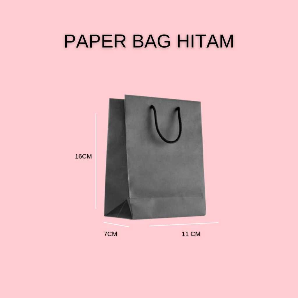 

Paper bag hitam mini /Paper bag kado mini souvenir wedding packing olshop / Papper bag kertas warna hitam ukuran 11x7x16cm