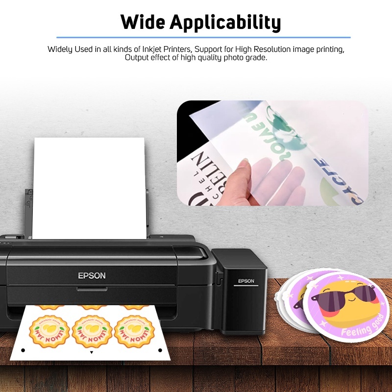 

Ay00! Quaff Kertas Stiker Vinyl Inkjet Anti Air A4 Size 22 Sheets Per Pack PET Holographic / PET