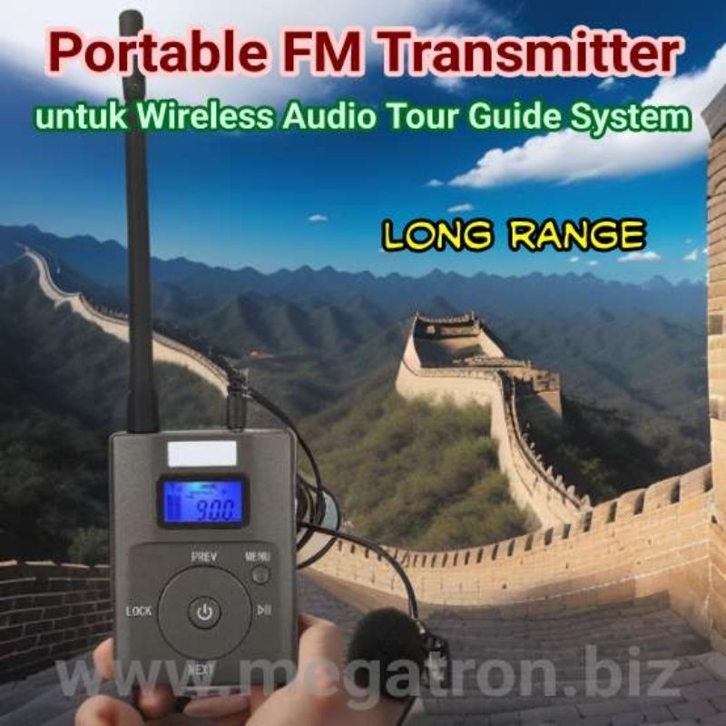Portable FM Transmitter with Mic + line-in + Micro-SD slot (Cocok untuk Tour Guide System)