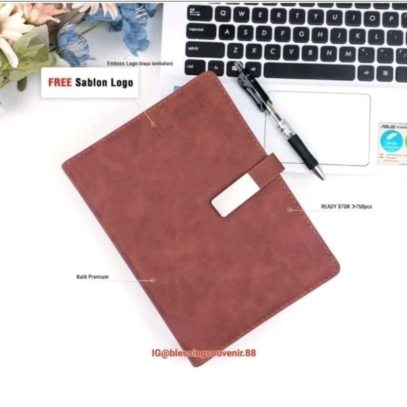 

buku agenda kulit premium a5- notebook kulit seminar kit emboss Logo