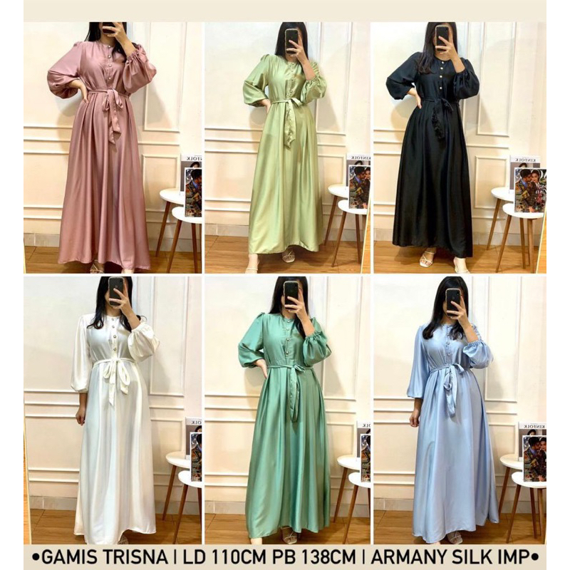 Baju lebaran idul fitri silky import glossy bahan jatuh warna dusty (kondisi bekas masih oke)