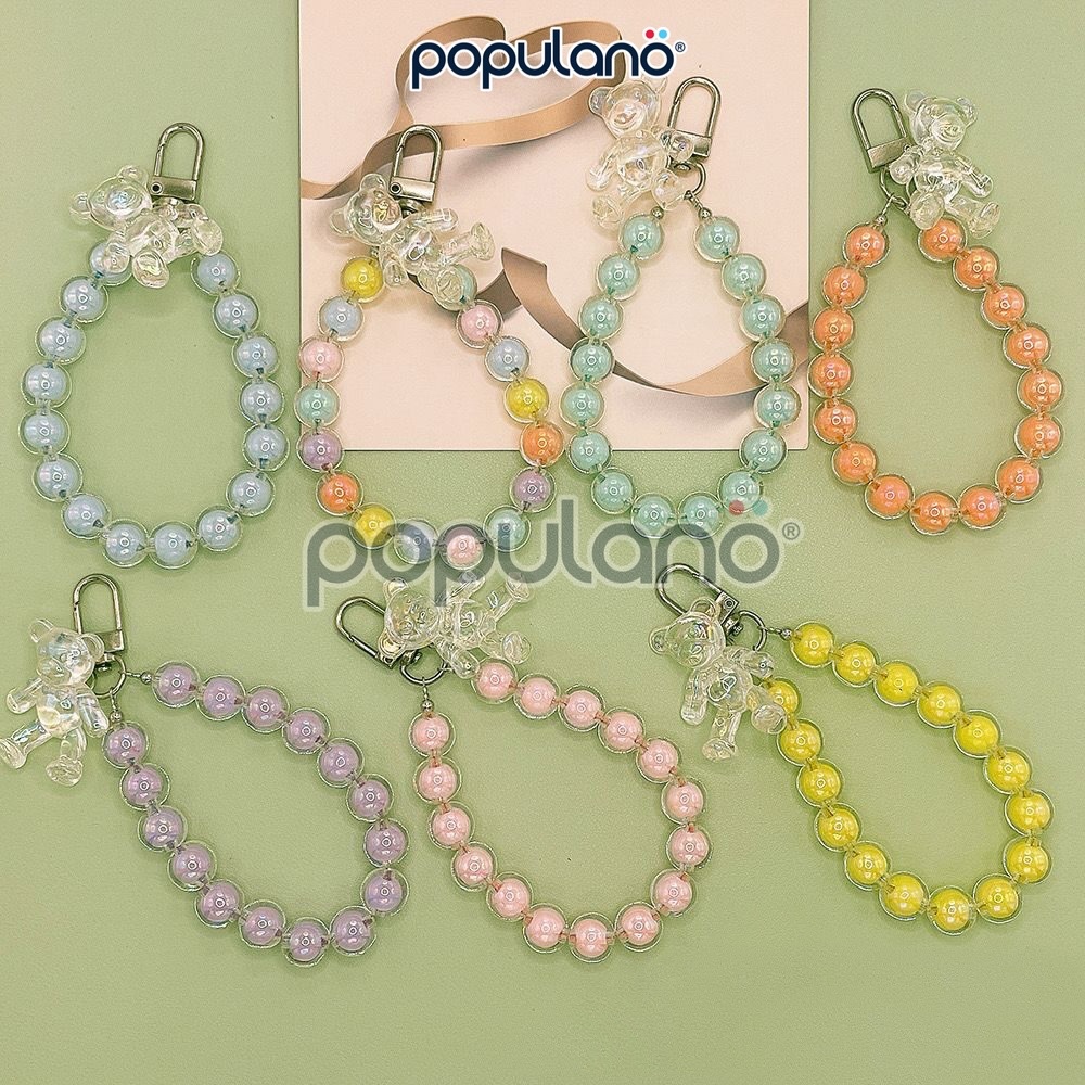 Gantungan Tali Hp Chain Lanyard Bear Korea Manik Gantung Handphone