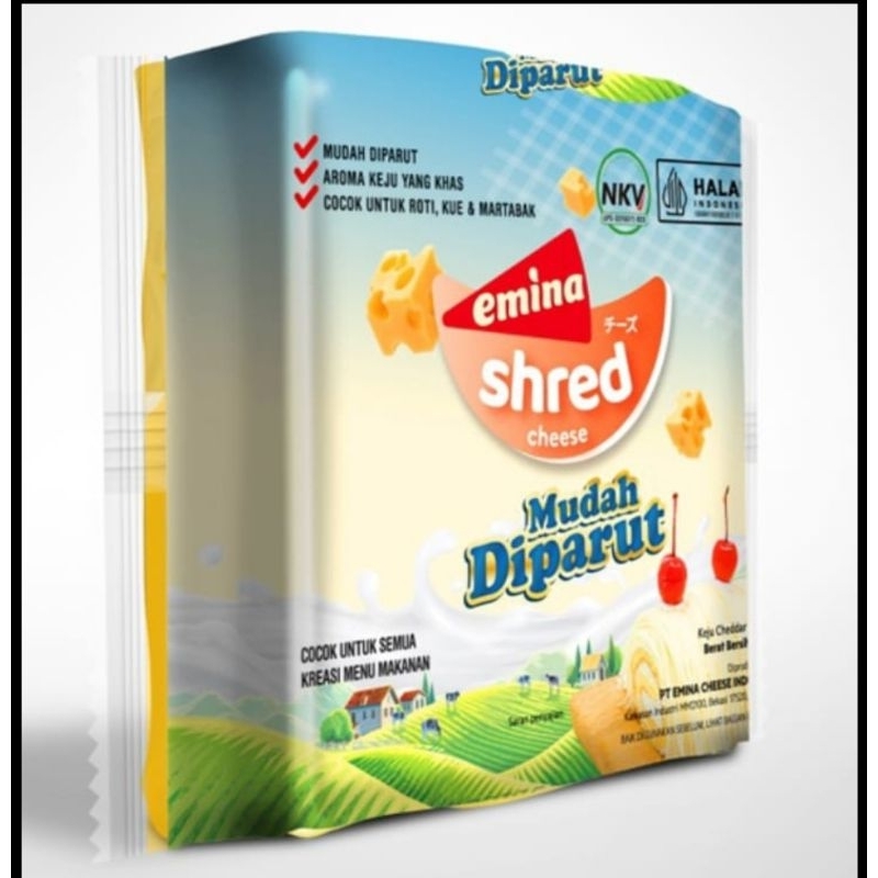 

Emina Cheese Shred 250gr Keju Mudab Diparut 1/4kg