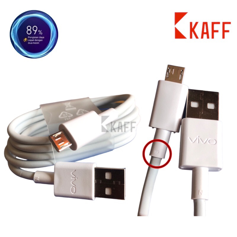 KAFF Kabel Data Vivo 2A original 100% micro usb Kode 19 copotan Fast Charging