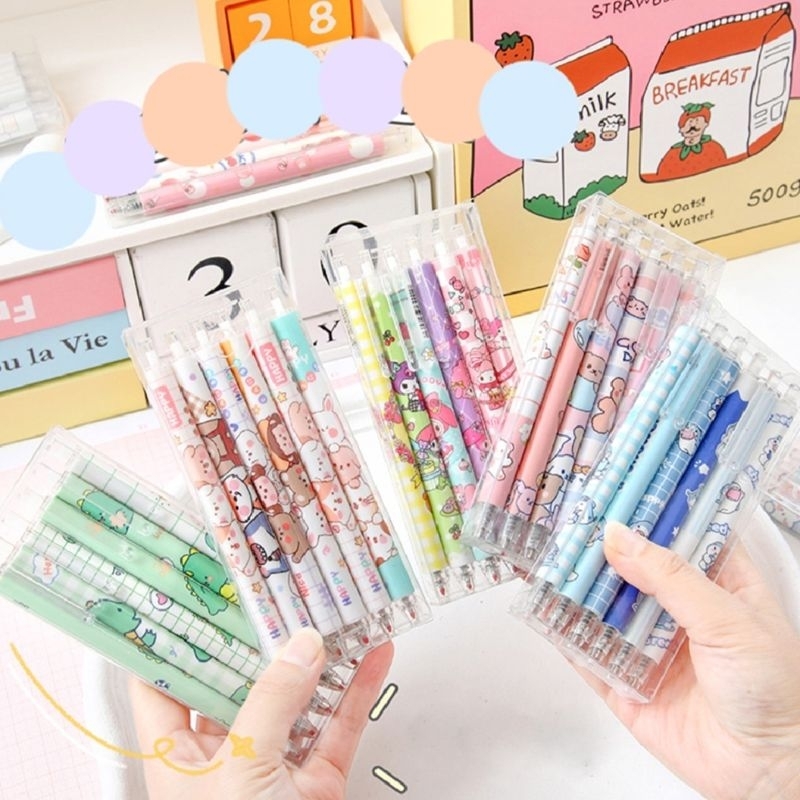 

1 Set Pulpen Gel Cetek Karakter Kartun Isi 6 Pcs