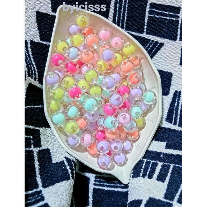 Manik mote akrilik bulat/ Manik mote susu / Manik bulat bening (15gr)