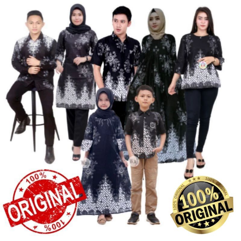 BAJU BATIK KELUARGA MOTIF TERBARU - BATIK KELUARGA HITAM PUTIH - ATASAN BATIK KATUN HITAM PUTIH - BA