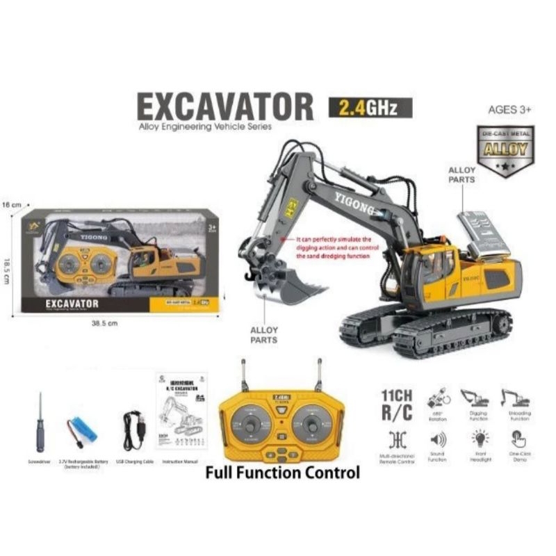 Mainan anak RC Excavator Yigong 11 Ch, Truck Excavator remot control