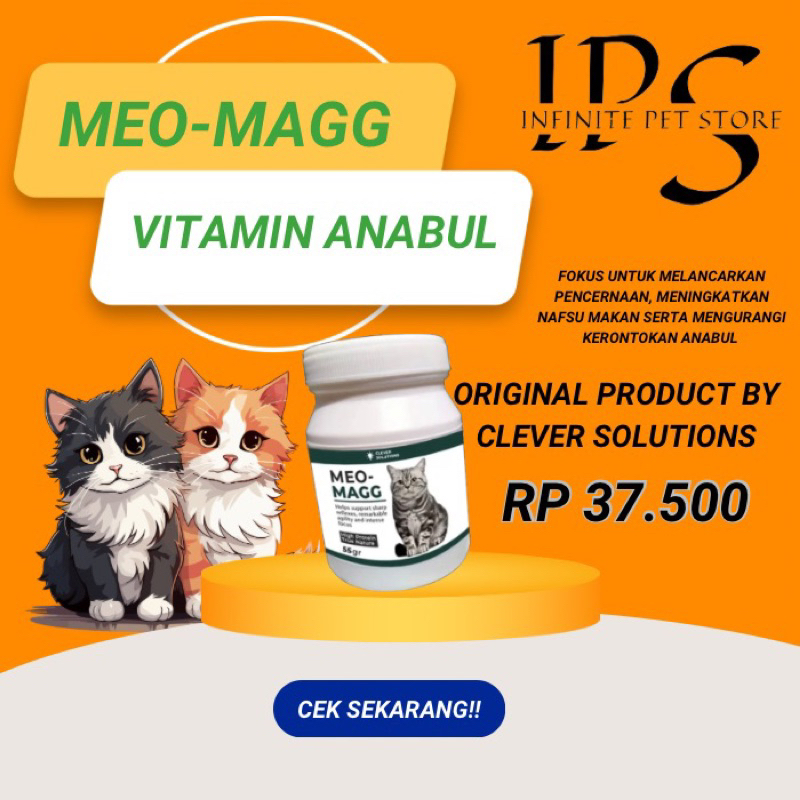 Vitamin Kucing Anjing Penambah Nafsu Makan Imun Tubuh Kucing Meo Magg by Clever Solutions