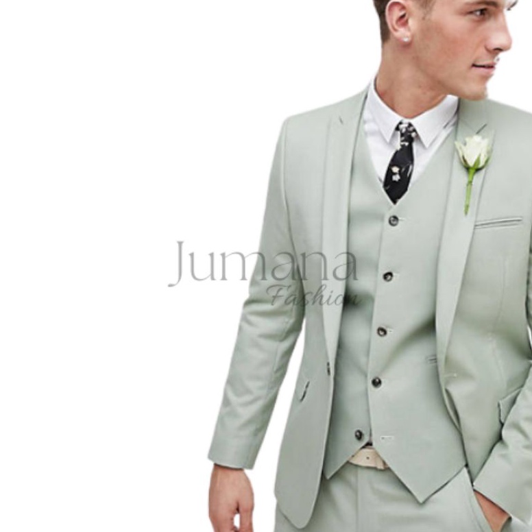 ART J26U SETELAN JAS PRIA HIJAU SAGE  ROMPI PRIA HIJAU SAGE  CELANA FORMAL HIJAU SAGE