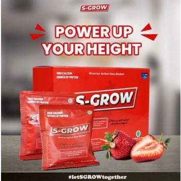 

S-GROW Suplemen Peninggi Badan Kalsium Murni terbaik dan alami susu untuk remaja susu untuk dewasa rasa stroberi susu peninggi badan BPOM