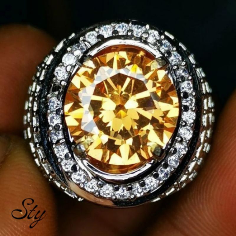 Cincin Berlian Yellow Moissanite Mewah