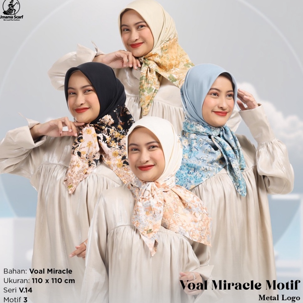 WYA292 GROSIR JILBAB SEGI EMPAT UMAMA MOTIF UKURAN STANDAR  UMAMA MOTIF STANDAR  HIJAB VOAL MIRACLE 