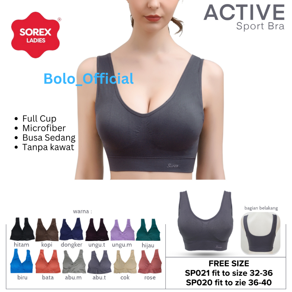 SOREX Bra BH Sport Senam Olahraga Busa bisa dilepas