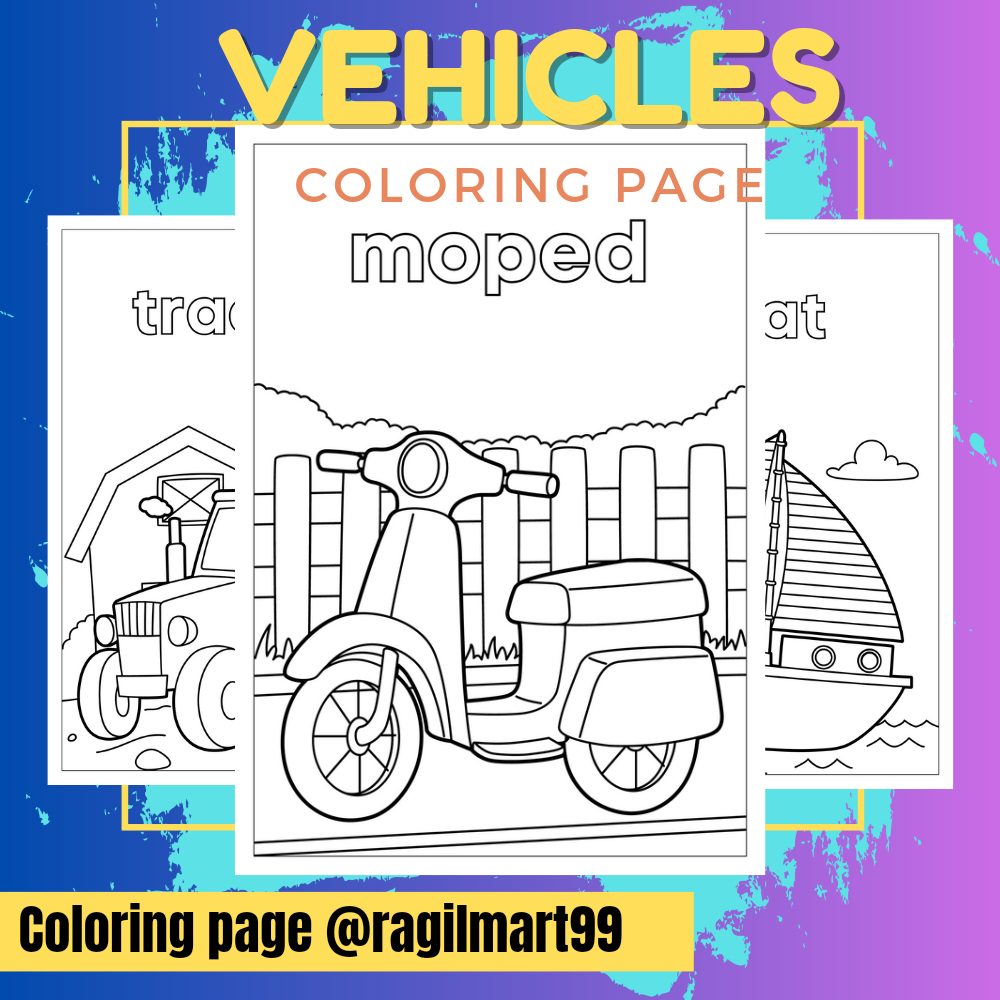 

DIY Coloring Page / Lembar Mewarnai Sketsa KENDARAAN MOBIL PESAWAT DLL A4 80 dan 150 Gsm