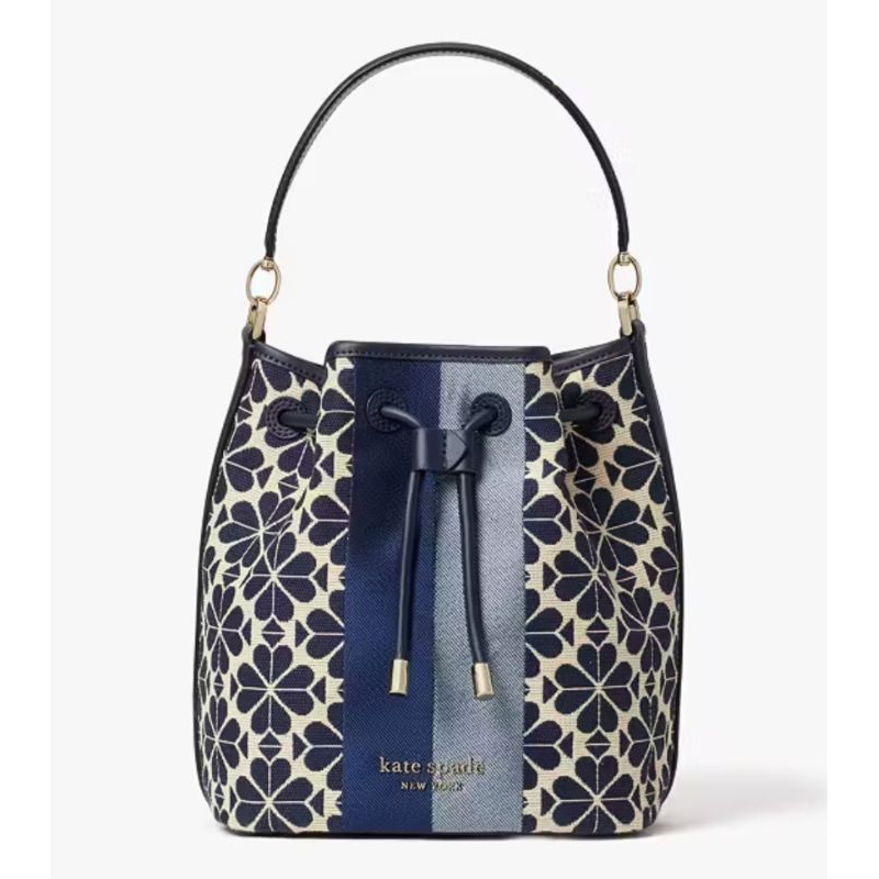 [ BPrincess ] KS Flower Jacquard Stripe Bucket Bag