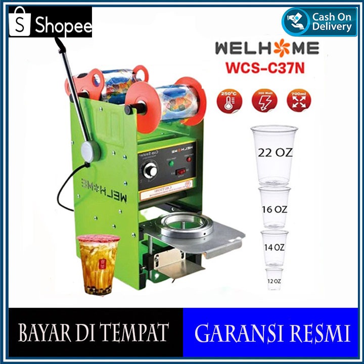 Welhome WCS 37 Cup Sealer Press Plastik Gelas OZ 22 Ukuran (12 sampai oz22) new promo ori