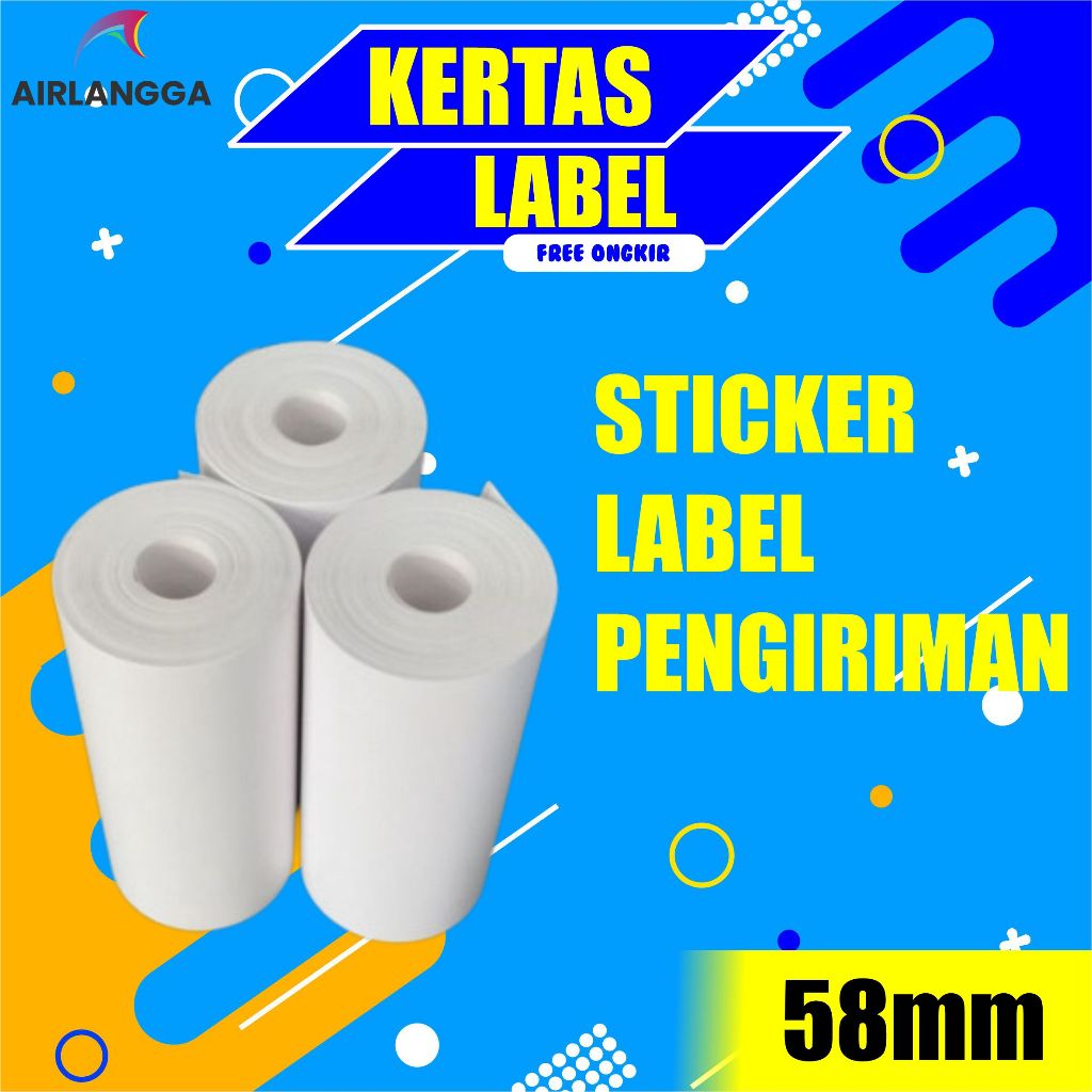 

KERTAS STICKER PRINTER THERMAL UKURAN 58 MM cocok untuk label pengiriman stiker