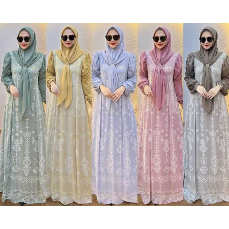 (9) ALODY  YOLANDA 2  Baju Dress set Hijab Muslimah Yolanda Set Hijab vol 2 by Alody. Nazra Sha