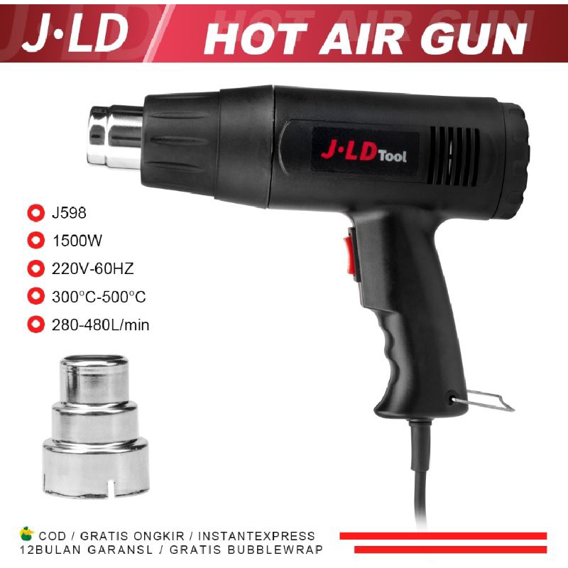 JLD Hot Air Gun Heat Gun Blower Pemanas Plastik Pembuatan film mobil penghilangan dan pencairan kara