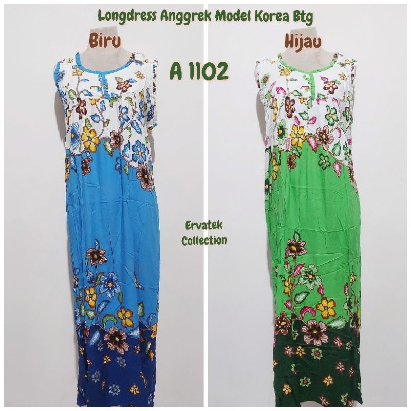 LONGDRESS BATIK DASTER ANGGREK A 1102 Baju Tidur Katun Halus ibu Rumahan adem Cantik