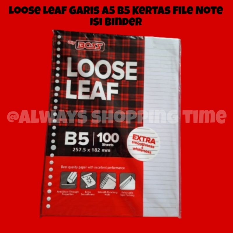

Boss Loose Leaf Garis A5 B5 Kertas File Note Isi Binder 100 Lembar Berkualitas
