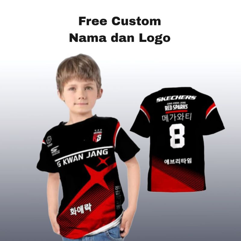 jersey voli tim redsparks kaos voli anak baju olahraga voli tim redsparks megawati free custom  nick