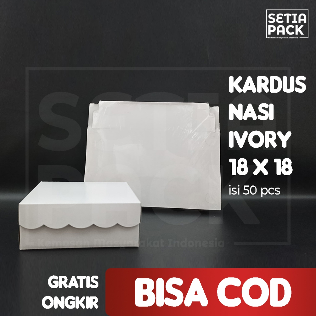 Dus Kotak Nasi Catering Putih 18 x 18 NON LAMINASI Kotak Nasi Hajatan
