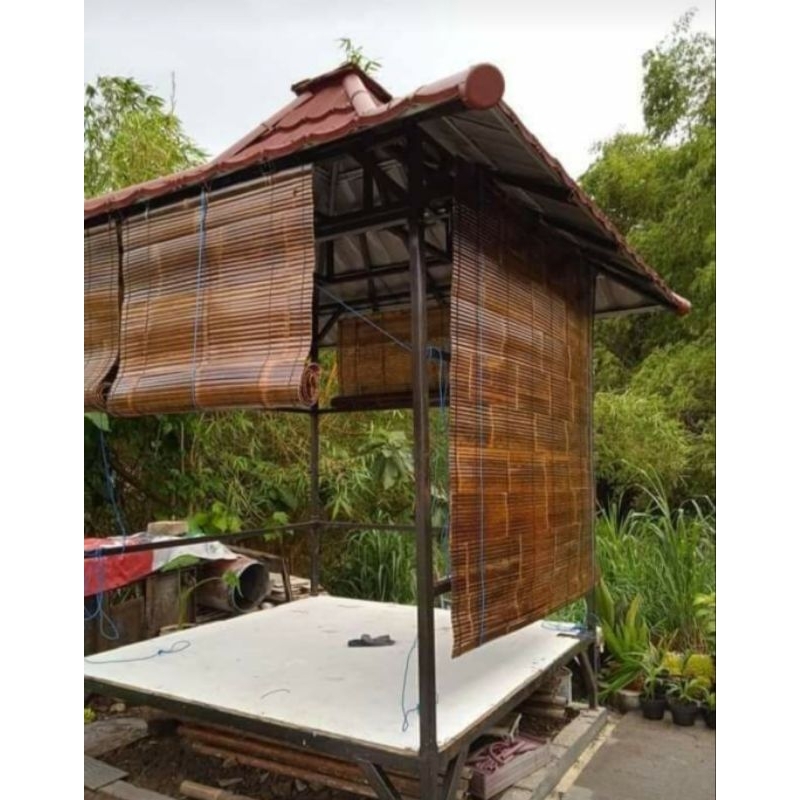 Tirai Bambu Wulung Panjang 2 Meter x Lebar 1.5 Meter Outdoor – Tirai Anyaman Natural untuk Teras, Ba