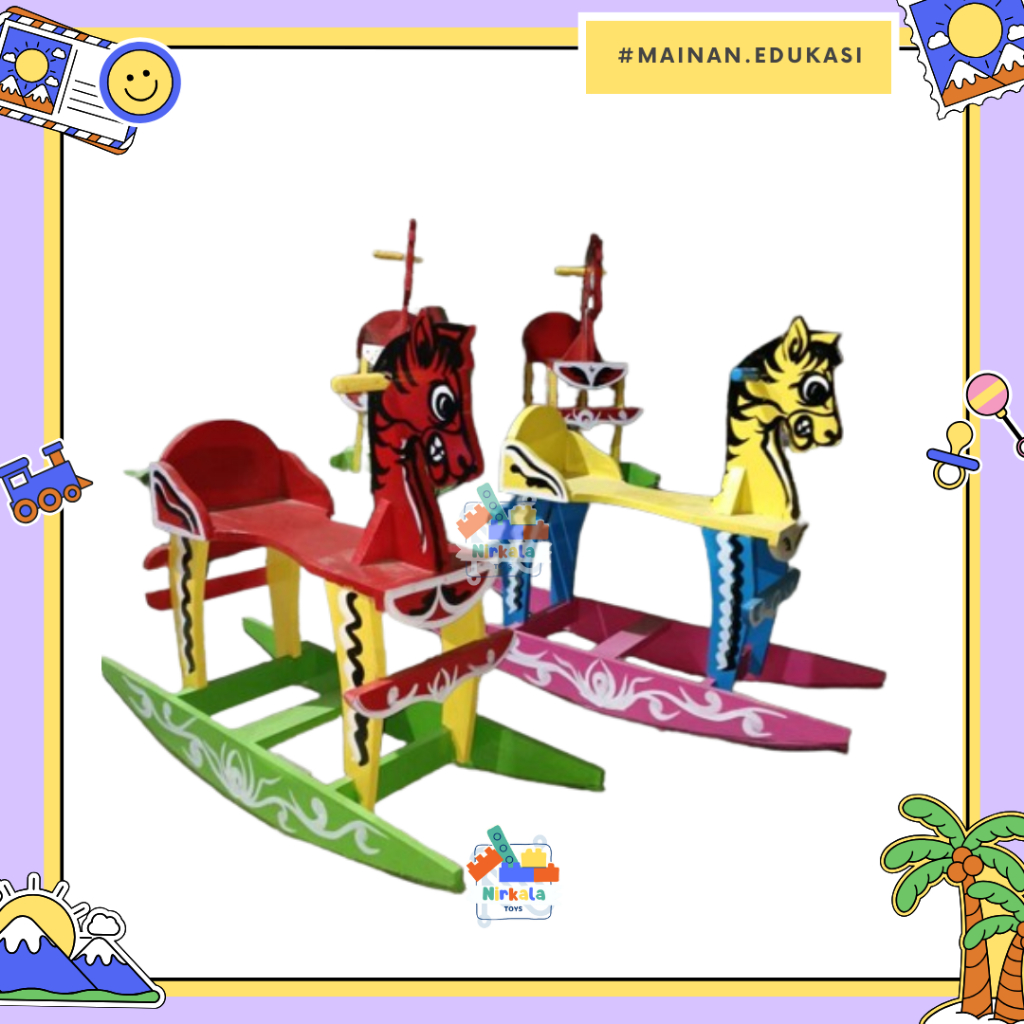 Mainan Kuda Kayu / Mainan Edukasi Kuda Goyang Kayu /Kuda Kayu Jungkat Jungkitc / Kuda kudaan Kayu