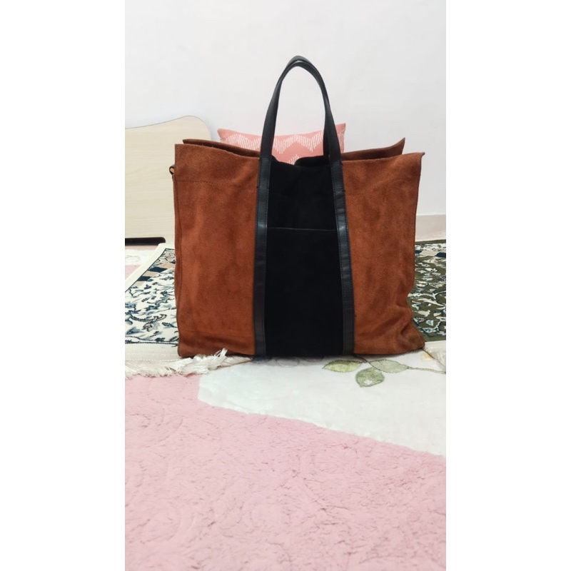 Preloved Fossil Carmen Large Tote Bag Black Brown