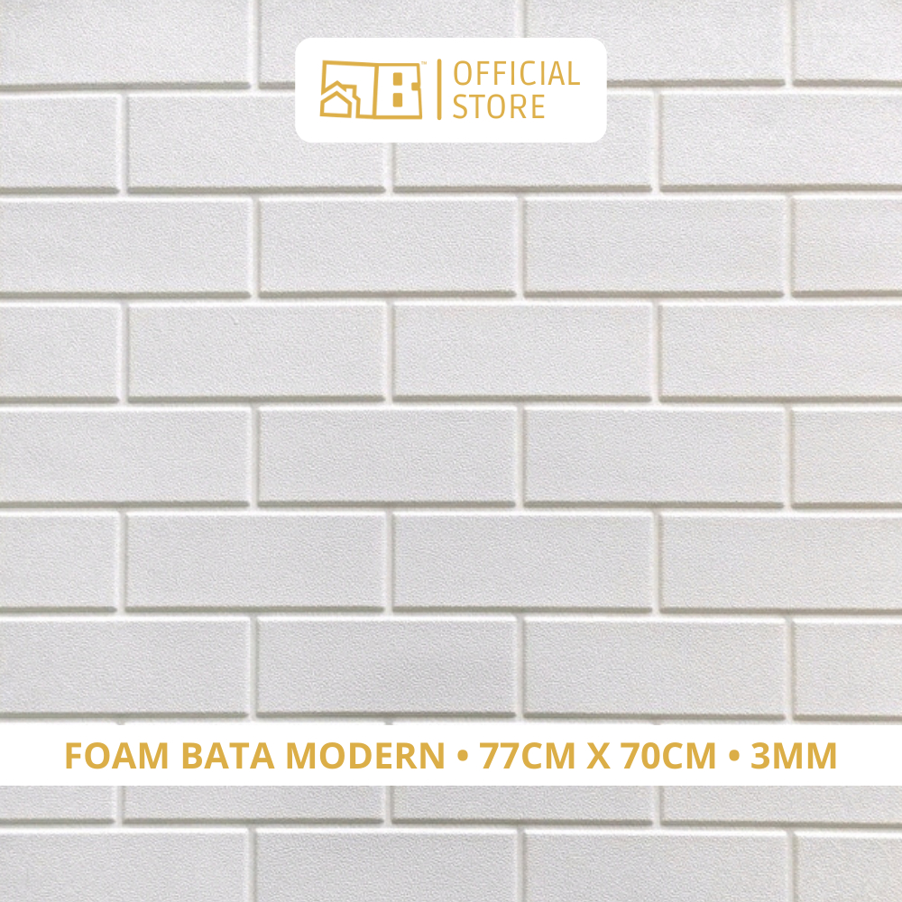 [COD] Sticker Dinding Foam 3D Bata Modern/Kulit Jeruk 3mm Sisa Tempel 77cm x 70cm Modern Home Putih 