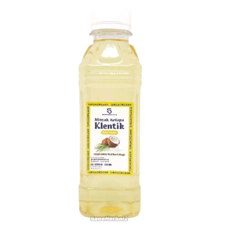 

Minyak Kelapa Murni Klentik Kletik 250ml Surgaorganik untuk Rambut / Minyak Pijat bayi