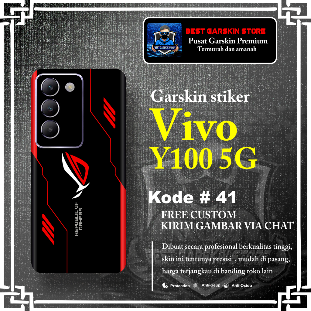(Isi 2 Pcs) Garskin Stiker Protector VIVO Y100 5G Motif 41-45 ( Bisa Request Gambar sendiri)