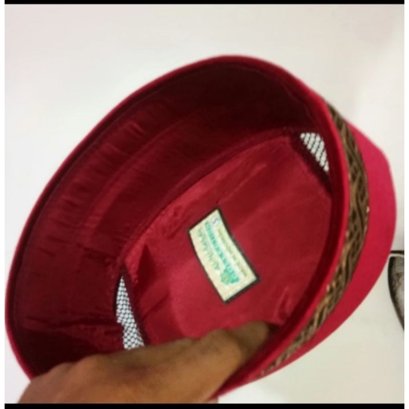 Peci Songkok Bludru Merah Maroon Renda Bawah