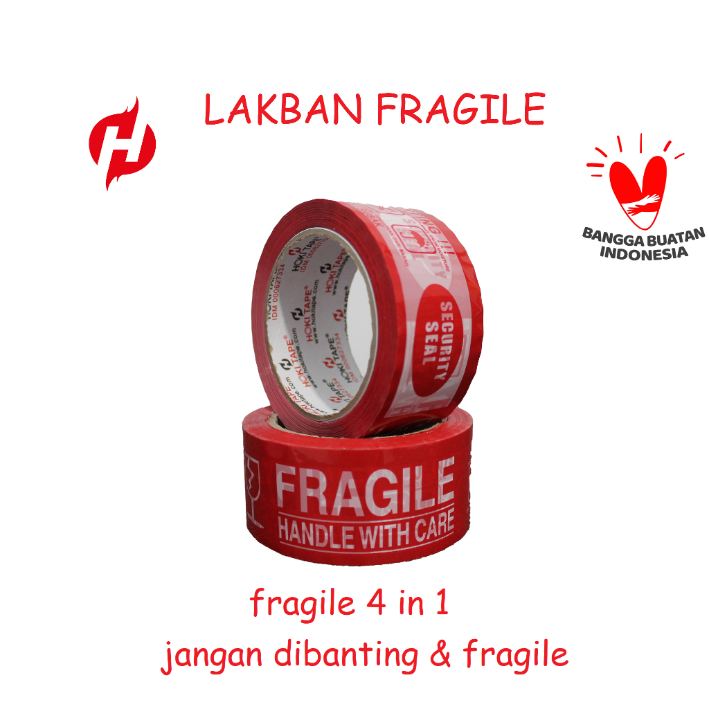 

LAKBAN fragile hoki tape 48mm*72 yard—— jangan dibanting ---------- 4 in 1________030