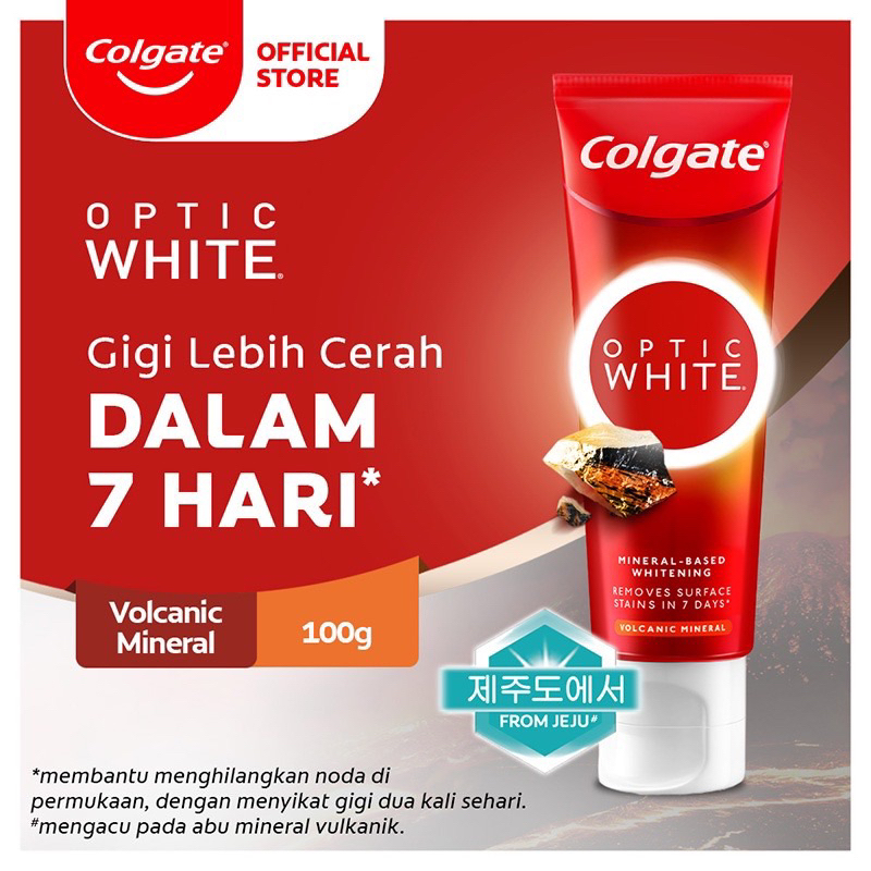 Colgate Optic White Whitening Toothpaste Volvanic Mineral 100gr