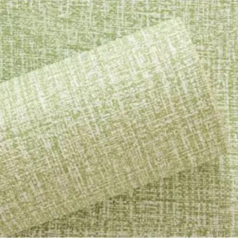 Wallpaper Dinding Linen Foam EMBOSS Roll Hijau Serat Kain Alumunium Foil Wallpaper Sticker Dekorasi 