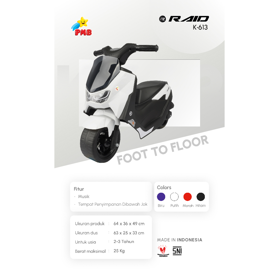 MAINAN MOTOR ANAK NMAX K 613 RAID / Mainan Anak Motor FOOT TO FLOOR K613 RAID