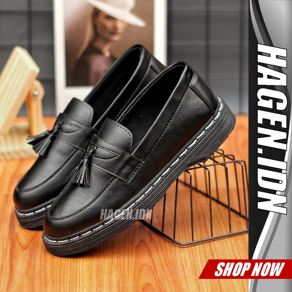 HGN Dammam Sepatu Docmart Loafers Formal Hitam Pantofel Kerja Casual