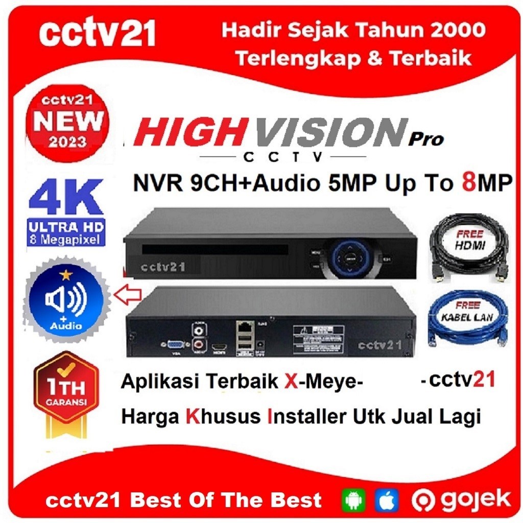 NVR 9CH 5MP UP To 8MP 4K+Audio High Technology Aplikasi Terbaik XMEYE Harga Khuus Installer cctv21