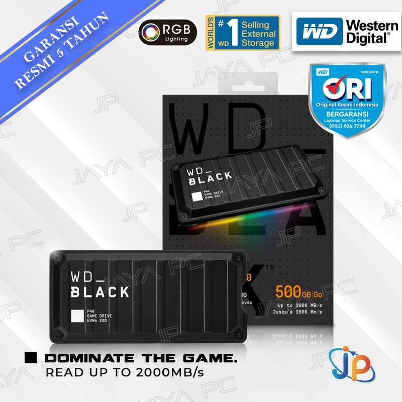 WD Black P40 SSD External 500GB RGB Game Drive - SSD 500 GB USB C