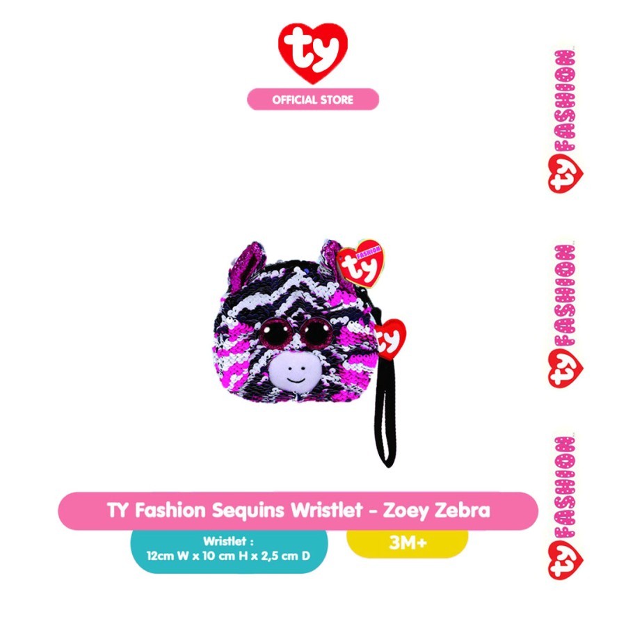 TY Fashion Sequins Wristlet Zoey Zebra - Tas Boneka Zebra