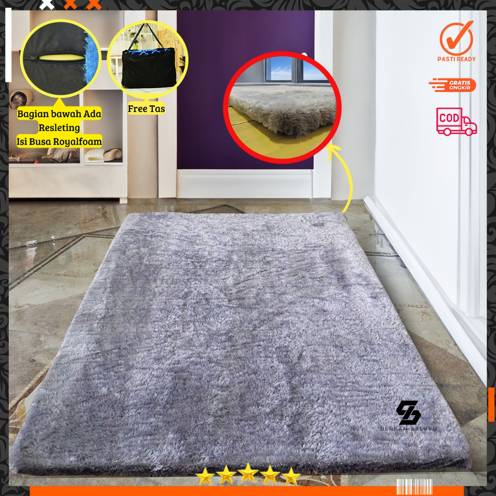 Berkah Saluyu Premium Karpet bulu Rasfur Uk Panjang 1,5 meter Lebar 1 meter Tebal 5,5cm karpet lantai | kasur lantai | surpet | surpet bulu tebal jumbo asli | non anti slip